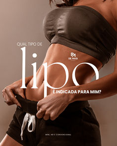 a woman in black shorts and a crop top with the words lipo on it