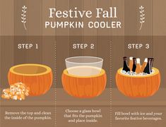 the steps to make a festive fall pumpkin cooler