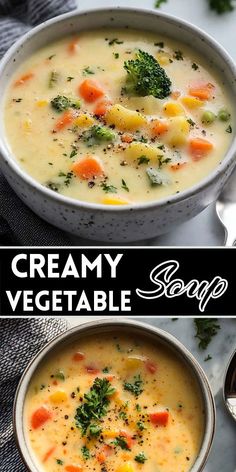 🥣 Cozy Up with Creamy Vegetable Soup! 🥕🌽 Warm up with a bowl of this deliciously creamy vegetable soup made with fresh, wholesome ingredients! Perfect for chilly days, this recipe combines vibrant veggies, smooth creaminess, and easy prep. Save this recipe for later to enjoy a healthy, hearty dinner anytime! 👉 Get the full recipe and instructions by clicking the Pin! 📌 #CreamyVegetableSoup #SoupRecipe #ComfortFood #HealthyRecipes #EasyDinner #VegetarianMeals 🌱 Easy Soup Recipes No Meat, Savory Vegetable Soup, Crock Pot Vegetarian Soup, Creamy Healthy Soup, Veggie Soup With Frozen Veggies, Low Calorie Creamy Soup, Cream Vegetable Soup Recipe, Vegetable Cheese Soup, Veggie Soup Recipes Crockpot