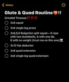 a black background with the text glute and quad routine