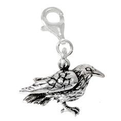 PRICES MAY VARY. Made of solid sterling silver with 925 hallmark stamp Single side design Measures 1 inches (2.5 cm) in length including clasp and 3/4 inches (1.9 cm) wide Sterling Silver Lobster Clasp Clip Can be attached to charm bracelets, zippers, or anywhere you want a small, personalized accent! The raven is regarded as a trickster, an ominous omen, and a source of magic and mystery! Totem Animal, Crow Bird, Side Design, Bird Charm, Bird Jewelry, Animal Totems, Religious Jewelry, Bracelets And Charms, Charm Bracelets