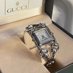 Beautiful Condition With Box Clean No Damage Running Battery Silver Watch, Accessories Watches, Limited Time, Women Accessories, Gucci, Running, Silver, Color