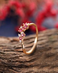 Ruby Promise Rings, Ruby Gold Rings For Women, Ruby Rings Women, Gold Rings With Stones, Ruby Wedding Band, Ruby Wedding Rings, Ruby Rings, Ring Cluster, Ruby Wedding