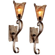 two light wall sconces with glass shades