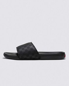 Vans | La Costa Slide-On Checkerboard Black/Black Sandals Vans Aesthetic, Vans Checkerboard, Vans Store, Vans Logo, Red Heels, Soft Rubber, Arch Support, New Shoes, Slide Sandals