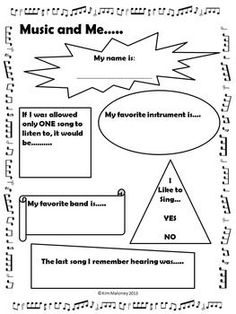 music and me worksheet with notes for students to use in their class room