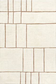 a white rug with brown lines on it