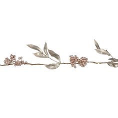 a metal branch with flowers and leaves on it