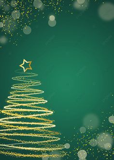 a green christmas tree with gold stars on the top and sparkles around it, against a dark background