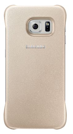 the back of a gold samsung s6 phone