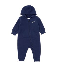 From Nike&#x2C; this coverall features;Attached hoodLong sleevesSide leg zip closureGraphic logo on the left side of the chestCotton/polyesterMachine wash/tumble dryImported. Nike Baby Clothes, Newborn Boy, Baby Boy Newborn, Baby Boy Outfits, Baby Kids, Baby Clothes, Baby Boy, Nike, Clothes