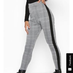 Stretchy And Comfortable Check Treggings. Uk 12/ Us 10 But Fits More Like A Us 6. Brand New, Never Worn. Sixth Form Outfits, Printed Palazzo Pants, Sixth Form, Outfit Hijab, Hijab Outfit, Affordable Clothes, Basic Tee, White Silver, Daily Inspiration