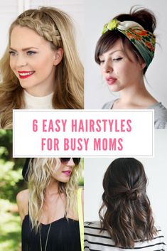 6 easy hairstyles for busy moms! For new moms or veteran moms, we all need help with our hair sometimes. These quick hair tutorials are perfect for a busy day or if you are just feeling a little lazy. Busy Mom Hairstyles, Easy Mom Hairstyles, Easy Hairstyles For School, Going Out Hairstyles, Hair Tutorials Easy