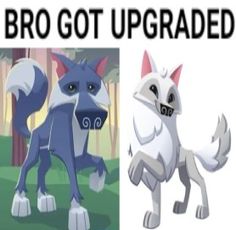 an image of two cartoon animals with the caption bro got upgrade