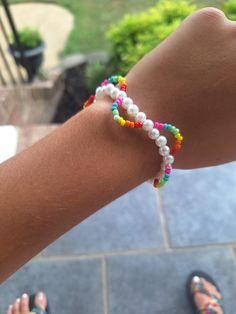 * rainbow and cloud bracelet * seed beads * pearls * adjustable size * hand made * Genesis 9 13, Bracelet Seed Beads, Cloud Bracelet, Seed Beads, Jewelry Bracelets, Hand Made, Accessory Gift, Beaded Bracelets, Electronic Accessories