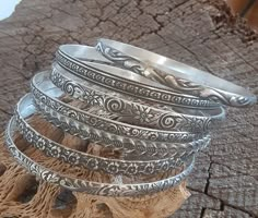 Sterling Silver Bangle Set of 7different Bangles Choose Your | Etsy Cave Creek Az, Thrift Inspo, Hammered Bangles, Stackable Bangles, The Bangles, Cave Creek, Sterling Silver Bangle Bracelets, Sterling Silver Bangle, Dope Jewelry