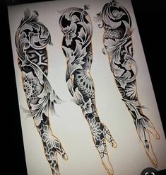 some very pretty tattoos on someone's arm and leg, with an intricate design