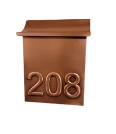 a metal mailbox with the number 208 on it