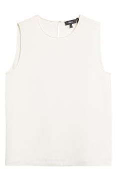 This staple sleeveless blouse is cut from luxe silk for timeless elegance. 25" length (size Medium) Jewel neck Sleeveless 100% silk Dry clean Imported Silk Sleeveless Tank Top For Work, Chic Silk Tank Top For Work, Chic Sleeveless Tank Top For Formal Occasions, Classic White Sleeveless Camisole, Classic Sleeveless Spring Camisole, Silk Tank Top For Workwear In Spring, Classic Sleeveless Camisole For Spring, Chic Silk Tank Top For Formal Occasions, Elegant Sleeveless Tank Top