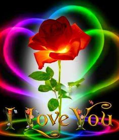 a red rose with the words grace love you on it in front of a colorful background