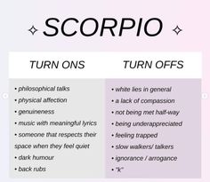 the differences between scorpio and turn offs are shown in this graphic above