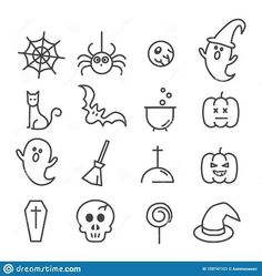 halloween icons in black and white on a white background stock photo image 519781