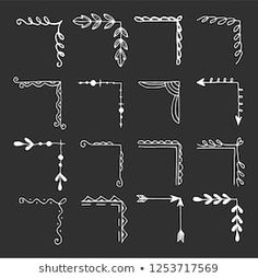 a set of hand drawn arrows and other decorative elements on a black background with space for text