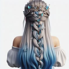 Fantasy Ponytail Hairstyles, Long Fairy Hair, Braid Fantasy Hair, Braided Fantasy Hairstyles, Fantasy Hair Ornaments, Fantasy Hair Wigs & Extensions, Cotton Candy Hair, Beautiful Braided Hair