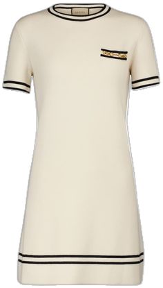 White Fitted Gucci Dress, Classic Beige Mini Dress For Formal Occasions, Classic Beige Mini Dress For Work, Gucci Fitted Mini Dress, Fitted Gucci Mini Dress, Gucci Mini Length Dresses, Gucci Fitted Mini Length Dresses, Luxury Gucci Dresses For Workwear, Luxury Gucci Dress For Work