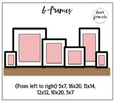 the 5 frames are shown on top of each other, and have pink squares in them