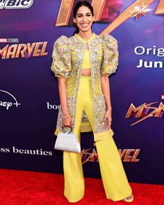 Ms. Marvel star, Vardah Aziz, stuns as she wears an exquisitely curated Élan couture look at the premiere of her very exciting MCU series that is already creating a furore online. Couture Looks, Ms Marvel, Look At, Marvel, Saree, Couture, Stars, How To Wear, Beauty