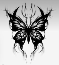 a black and white drawing of a butterfly