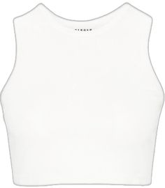 White Seamless Sleeveless Crop Top, White Ribbed Crew Neck Tank Top, White Seamless Crew Neck Tank Top, White Stretch Crew Neck Crop Top, White Cropped Hem Crop Top For Summer, White Cropped Hem Crop Top For Spring, White Stretch Crop Top With Crew Neck, Fitted White Cropped Top, White Fitted Top With Cropped Hem