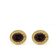 Crafted from 18-karat gold vermeil, this pair of stud earrings from our 'Luccichio' collection is carefully handmade in our workshop in Italy, set with two genuine bloody garnet cabochons.   Understated and elegant, it will add a glittering detail to your everyday outfit so as it will do with your evening styles. Garnet helps us feel grounded and connected to the present moment. If you're lacking in energy, it could be energy blockages within the body keeping you from your natural state of joy a Formal 14k Gold Earrings With Ethical Gemstones, Formal Yellow Gold Gemstone Clip-on Earrings, Luxury Tarnish Resistant Clip-on Earrings For Gift, Luxury Tarnish-resistant Clip-on Earrings For Gift, Luxury Gemstone Clip-on Earrings As Gift, Luxury Gemstone Clip-on Earrings For Gift, Luxury Clip-on Gemstone Earrings For Gift, Fine Jewelry Yellow Gold Clip-on Earrings For Gift, Luxury Oval Clip-on Earrings For Gift