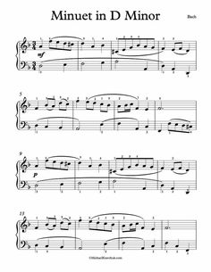 the music score for minute in d minor