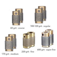 the different types of brass and silver fittings are shown in this graphic above it is an image of various sizes of metal fittings