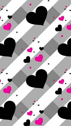 many hearts are floating in the air on a striped background