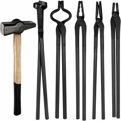 an assortment of different types of hammers and tongs