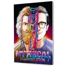 an image of two men in front of a book cover with the title, the amazing american coloring book