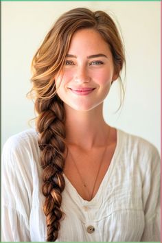 Loosely Braided Hair, Side Braid Reference, Thick Side Braid, Long Face Wedding Hairstyles, Thick Loose Braid, Pretty Hairstyles For Long Thick Hair, Over Shoulder Braid, Side Swept Braided Hairstyles, Side Braid Long Hair