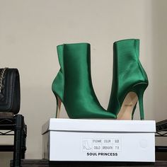 So Gorgeous!! Chic Green Pointed Toe Heeled Boots, Green Ankle Boot Heels For Winter, Green Ankle-high Formal Boots, Chic Green Pointed Toe Boots, Chic Green Ankle Heeled Boots, Green High Heel Winter Heels, Chic Green Heeled Boots For Party, Elegant Green Pointed Toe Boots, Green High Heeled Boots For Party