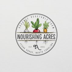 the logo for nourishing arches, a vegetable farm in north carolina is shown