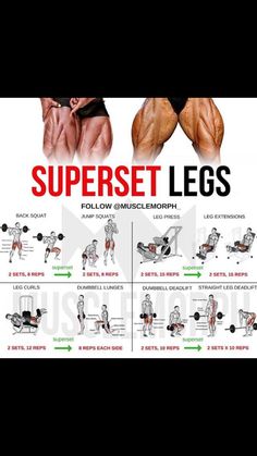 an image of a man doing exercises on his cell phone with the text, superset legs