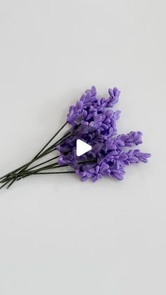 some purple flowers on a white surface