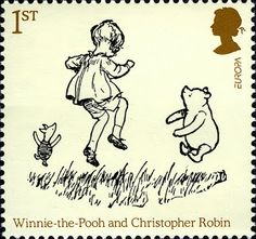 a stamp with winnie the pooh and other characters on it