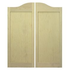 two unfinished wooden doors on a white background