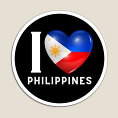 the i love philippines sticker is shown in black and white with an image of a heart