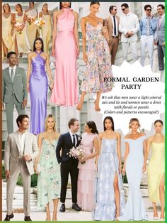 the formal garden party is all dressed in pastel colors