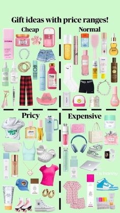 a poster with different types of items and words on it, including perfumes, cologne bottles