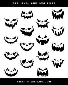 a collection of halloween pumpkin faces